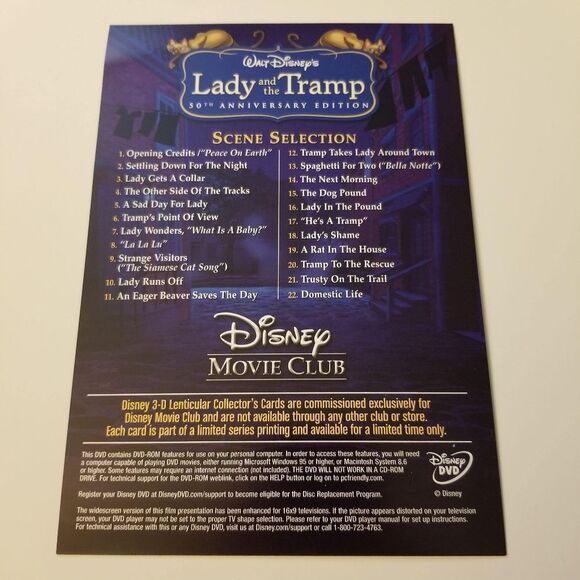 Disney Lady and the Tramp 50th Anniversary Lenticular Card Holgraphic Art Dogs - Picture 3 of 9